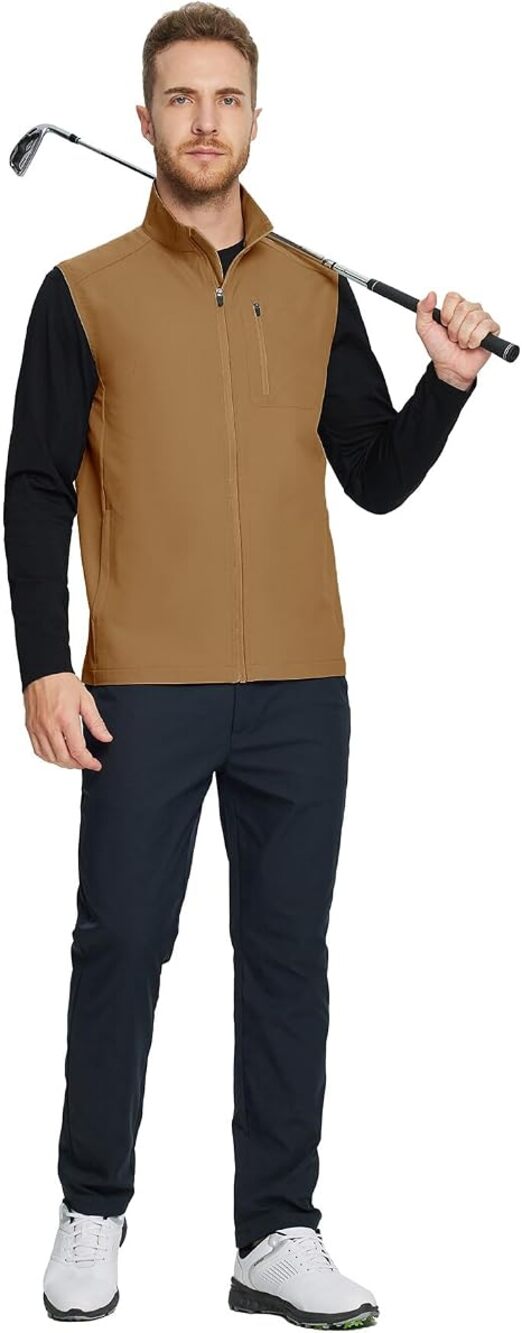 NEW Maelreg Performance Vest Men's Brown Golf Full Zip Sleeveless Size L